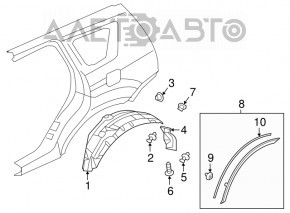 Накладка арки крыла задняя правая задняя Mitsubishi Outlander 14-21 на бампере, царапины, слом клипса