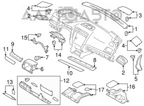 Накладка коліна водія Subaru Legacy 15-19 бежева, подряпини, відсутня накладка кишені