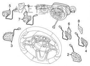 Кнопки управления на руле Dodge Challenger 09- затерты
