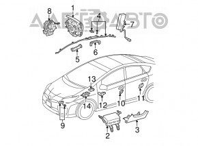 Подушка безопасности airbag коленная водительская левая Toyota Prius 30 10-15 серая, царапина