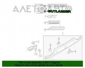 Емблема напис Outlander кришки багажника Mitsubishi Outlander 14-21