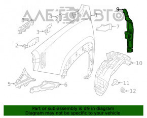 Уплотнитель крыла дверь-крыло правый Jeep Renegade 15-