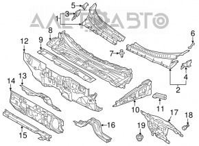 Решітка двірників пластик ліва Mitsubishi Outlander Sport ASX 10 немає кріплення