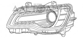 Фара передняя левая голая Chrysler 300 12-14 дорест галоген светлая