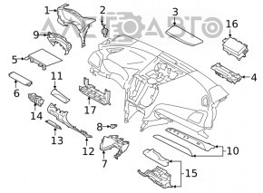 Накладка колени водителя Subaru Forester 19- SK черн, трещины, слом креп