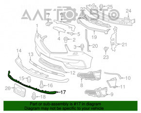Накладка губы переднего бампера Acura MDX 14-20 царапины, надрывы, надорваны крепления