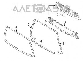 Обрамление решеток переднего бампера Mitsubishi Outlander Sport ASX 11-15 трещины, слом креп