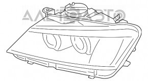 Фара передня права гола BMW X3 F25 11-14 дорест галоген, пісок, тріснутий корпус