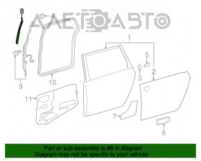 Уплотнитель двери задней левой Toyota Sienna 11-20 перед верхний