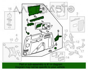 Обшивка арки левая Toyota Sienna 11-14 серая с шторкой, отсутствует заглушка, затерта