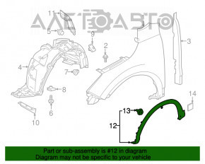 Накладка арки крыла передняя правая Nissan Rogue Sport 17-19