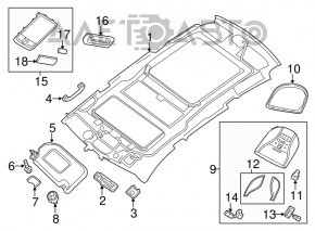 Обшивка потолка Infiniti JX35 QX60 15-17 серая под люк