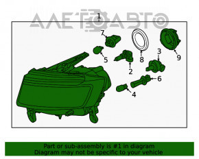 Фара передня права гола Jeep Grand Cherokee WK2 14-16 галоген світла, без кришки