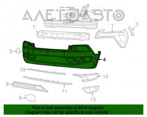 Бампер передний голый Jeep Cherokee KL 14-18 под парктроники, Trailhawk