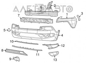 Бампер передній голий Jeep Cherokee KL 14-18 під парктроніки, Trailhawk