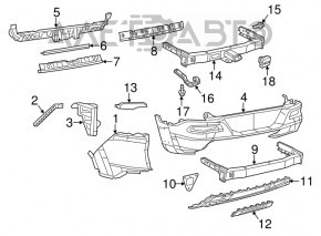 Бампер задний голый Jeep Cherokee KL 14-18 структура, Trailhawk