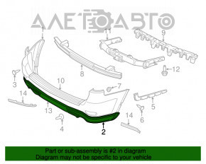 Губа заднього бампера Dodge Durango 11-13 під подвійний вихлоп, структура, немає фрагмента