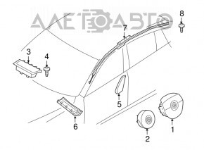 Подушка безопасности airbag коленная пассажирская правая BMW 5 F10 11-16 чёрн, поплавлен пластик, ржавый пиропатрон