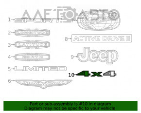 Эмблема 4x4 двери багажника Jeep Cherokee KL 19-21 хром