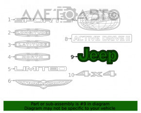 Эмблема Jeep двери багажника Jeep Cherokee KL 19-21 черная