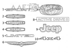 Емблема Jeep двері багажника Jeep Cherokee KL 19-21 чорна