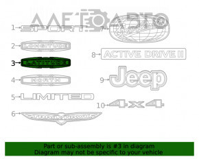 Эмблема LATITUDE двери багажника Jeep Cherokee KL 19-21