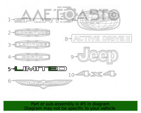 Емблема Limited двері багажника Jeep Cherokee KL 19-