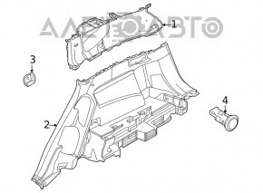 Накладка задней стойки правая Nissan Rogue 21-23 серая US built