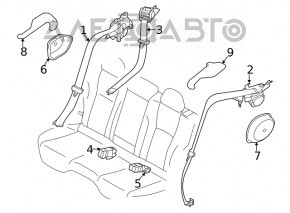 Ремінь безпеки задній правий Subaru Outback 20- чорний
