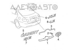 Накладка крышки багажника Toyota Camry v40 07-11 с эмблемой надлом
