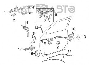 Личинка замка передней левой Toyota Sienna 11-20