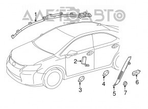 Подушка безпеки airbag задня бічна права Lexus Hs250h 10-12 чорна, подряпини, іржавий піропатрон