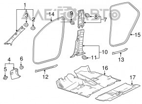 Накладка передньої стійки права нижня Lexus NX200t NX300 NX300h 15-21 чорна