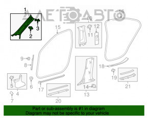 Накладка передньої стійки ліва Lexus ES300h ES350 13 - сіра