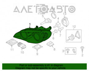 Фара передняя правая голая BMW X5 E70 07-11 дорест