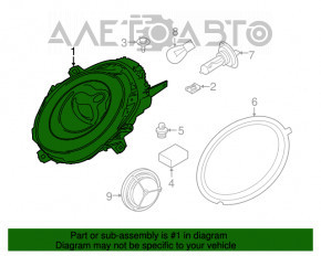 Фара передня ліва Mini Cooper F56 3d 14-19 гола дорест галоген, білий поворотник