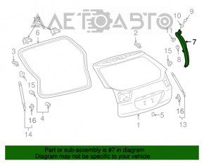 Ущільнювач двері багажника боковий правий Lexus RX300 RX330 RX350 RX400h 04-09