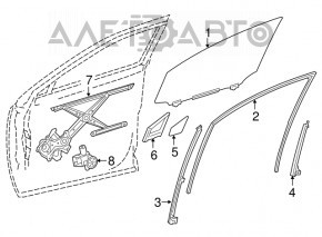 Напрямна скло двері перед лев Lexus NX200t NX300 NX300h 15-21 перед