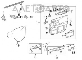 Обшивка двери карточка передняя правая Lexus RX350 RX450h 10-15 черн кожа Mark Levinson