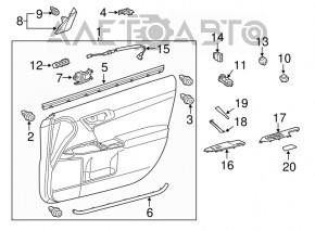 Обшивка двери карточка передняя правая Lexus CT200h 11-17 черн кожа