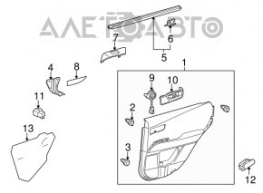 Обшивка дверей картка зад прав Lexus RX350 RX450h 10-15 сіра