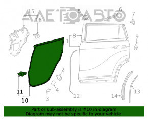 Ущільнювач двері задньої правої Toyota Highlander 20-