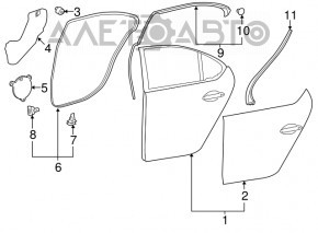 Ущільнювач двері зад прав Lexus LS460 LS600h 07-12 лонг