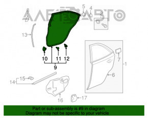 Уплотнитель двери задней левой Lexus Hs250h 10-12