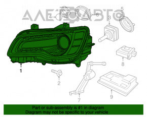 Фара передня права в зборі Chrysler 300 13-14