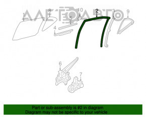 Ущільнювач скла задній правий Lexus CT200h 11-17