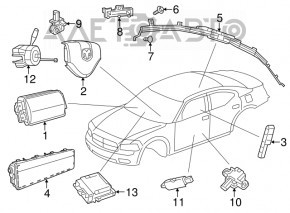 Подушка безпеки airbag бічна шторка ліва Dodge Charger 15-20 рест