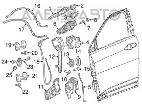 Механизм ручки двери передней правой Jeep Compass 17-