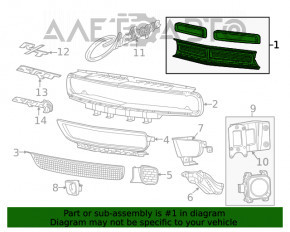Решетка радиатора grill с обрамлением Dodge Challenger 15-19 рест черн, без эмблемы