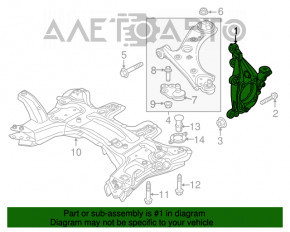 Цапфа перед прав Jeep Compass 17- awd алюминий